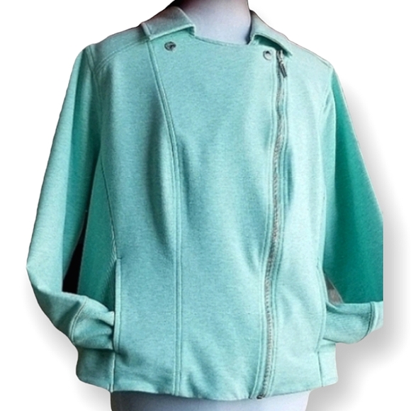 H by HALSEN A-symmetrical zipper JACKET sz 22W, blue - Picture 11 of 11